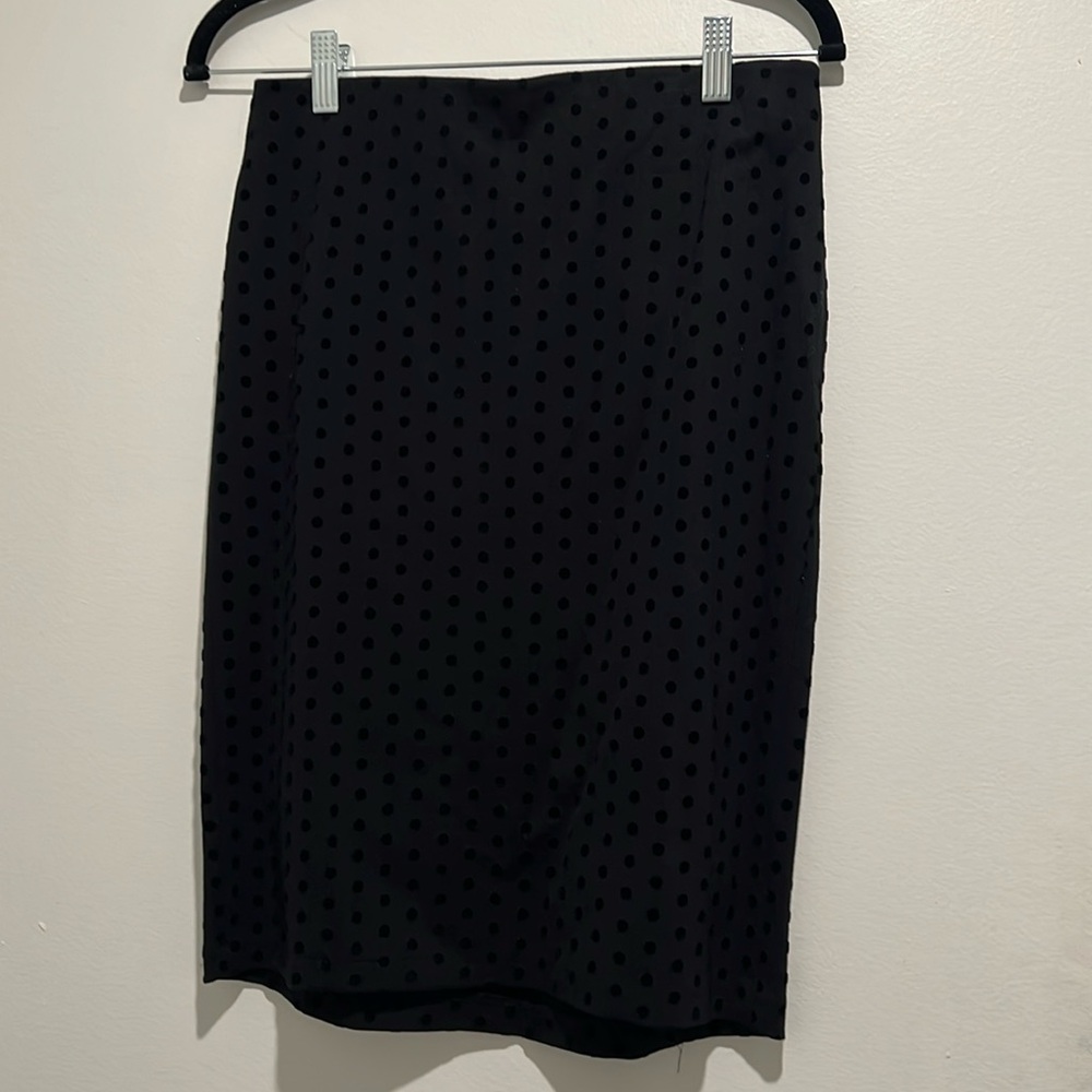 Black Velvet Polka Dot Pencil Skirt